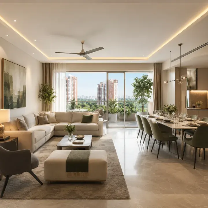 Aparna Wonder Woods representative 2 and 3 BHK living space interior
